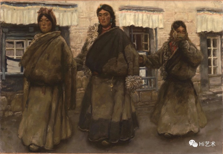陈丹青《西藏组画-进城（一）》52.5×78.4cm  纸本油画  1980
