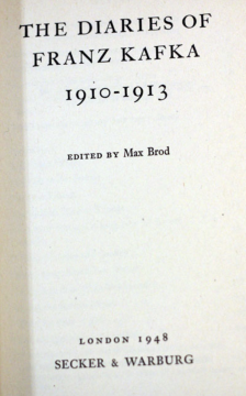 1948年首版的《卡夫卡日记（1910-1913）》
