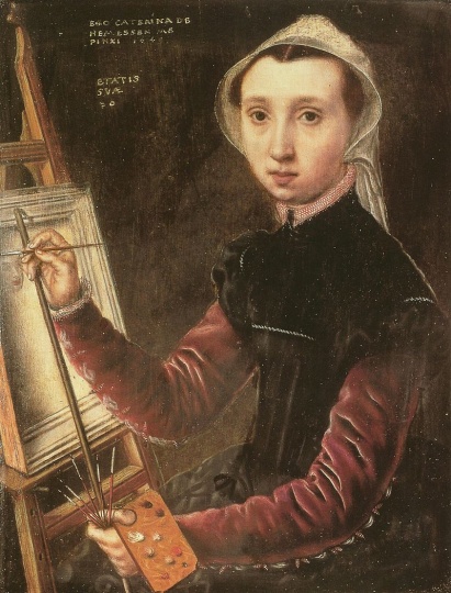 卡特里娜·凡·霍姆森（1528-after1587）《自画像》 33×26.5cm 布面油画 1548 俄罗斯埃尔米塔日博物馆馆藏
