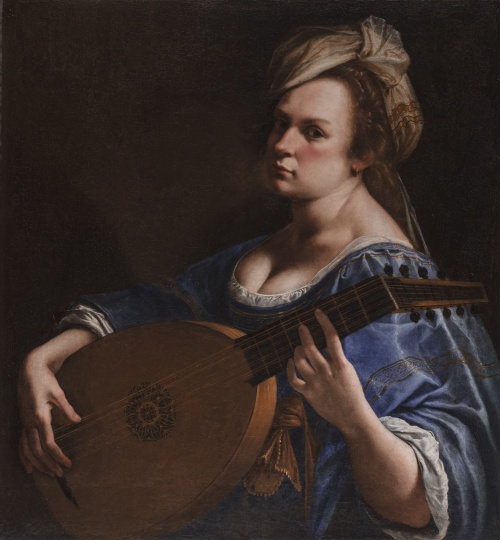 阿尔泰米西娅·真蒂莱斯基(Artemisia Gentileschi 1593-约1656) 《作为鲁特琴演奏者的自画像》 78×72cm 布面油画 约1615-1618 沃兹沃思艺术博物馆馆藏 摄影：Allen Phillips

