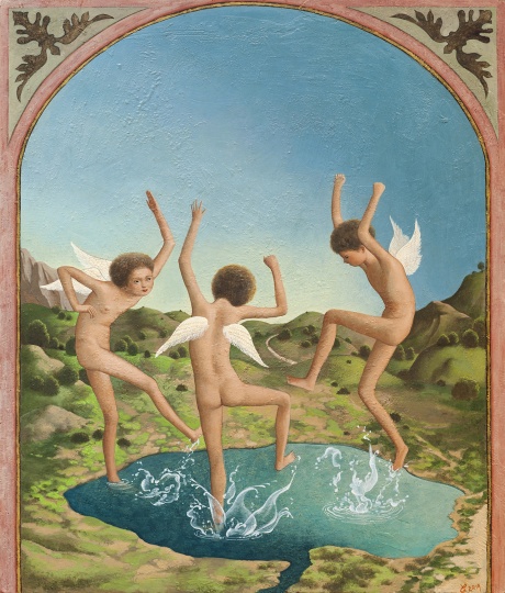 颜秉卿 《踩水》 74×63cm 木板坦培拉 2019
颜秉卿 《踩水》 74×63cm 木板坦培拉 2019