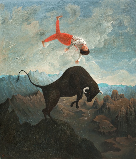 颜秉卿 《斗牛》 50×43cm 木板坦培拉 2019
颜秉卿 《斗牛》 50×43cm 木板坦培拉 2019