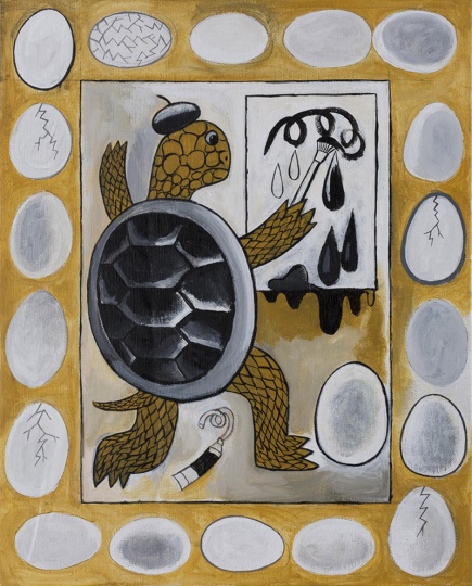 《龟和蛋》 50×40cm 布面丙烯 2016
《龟和蛋》 50×40cm 布面丙烯 2016