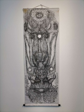 《财神》 167 x 58.6 cm 水墨宣纸裱布面立轴 1991
《财神》 167 x 58.6 cm 水墨宣纸裱布面立轴 1991