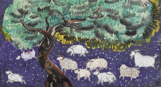 《尧舜不牧羊》96×178cm 纸本设色 2019
《尧舜不牧羊》96×178cm 纸本设色 2019
