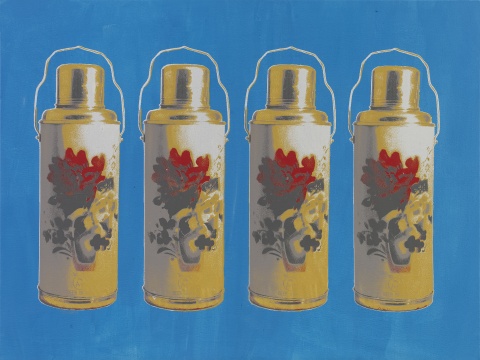 彭磊《暖壶之五》 90×120cm 丝网版画、丙烯 2008
彭磊《暖壶之五》 90×120cm 丝网版画、丙烯 2008
