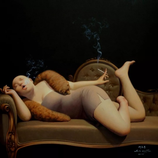 刘宝军 《旧上海抽烟斗的女人》 布面油画 2018 ©️刘宝军
刘宝军 《旧上海抽烟斗的女人》 布面油画 2018 ©️刘宝军
