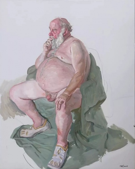 陈丹青 《扮演亨利八世的老人》152.5×122cm 布面油画 2018
图片来源:当代唐人艺术中心
陈丹青 《扮演亨利八世的老人》152.5×122cm 布面油画 2018
图片来源:当代唐人艺术中心