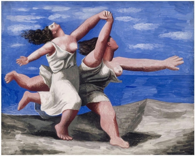 毕加索（Pablo PIcasso) 《在海滩上奔跑的两个女人》 板上丙烯 32.5×41.1cm 1922 
法国国立毕加索博物馆馆藏 
