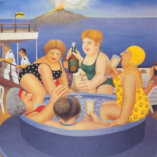 贝里尔·库克（beryl cook) 《游船度假》 48×48cm 
图片来源：艺术家官网
