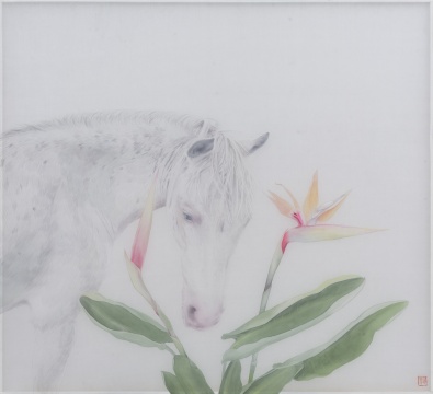 《二分之一旖旎 No.4》 81×89cm 绢本设色 2020
《二分之一旖旎 No.4》 81×89cm 绢本设色 2020