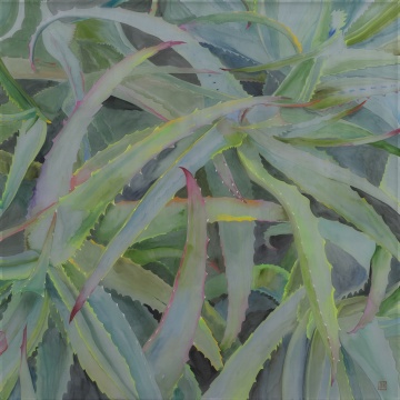 《花间 No.3》 90×90cm 绢本设色 2020
《花间 No.3》 90×90cm 绢本设色 2020