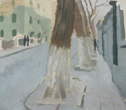 马可鲁《街景》23x19.5cm 纸本油画 1972

