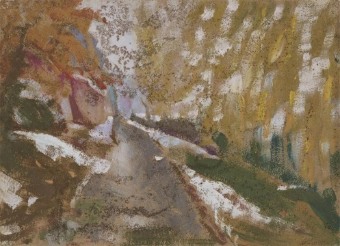 马可鲁《初雪》27x19cm 纸本油画 1975
