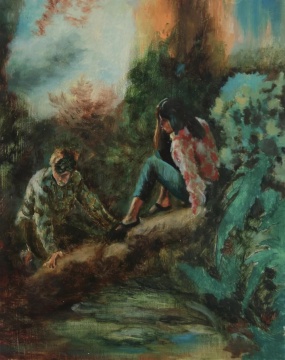 克里斯托弗·奥尔《植物与影子》木板油画 25.5×20.5cm 2020
