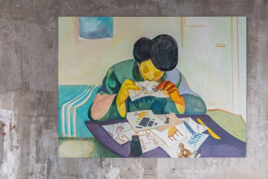 翟倞 《早餐》 135×180 cm 布面油画 2020
翟倞 《早餐》 135×180 cm 布面油画 2020