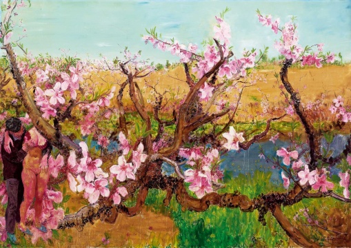 周春芽（b.1955）《轻薄桃花逐水流》 254×360cm 布面油画 2010
