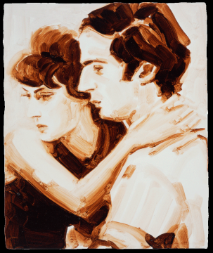 《让娜·莫罗和弗朗索瓦·特吕弗（黑衣新娘）》 板上油彩 28.2 x 23.3 cm 2005
