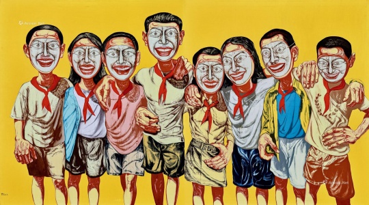 曾梵志《面具系列 1996 No. 6》  199×358.6cm 油彩画布 1996
成交价：1.61亿元，刷新艺术家个人拍卖纪录
拍前估价待询，2020北京永乐夏拍
