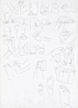 宋拓《足部练习》107.7×77.7cm 啫喱笔作于纸上 2005
宋拓《足部练习》107.7×77.7cm 啫喱笔作于纸上 2005