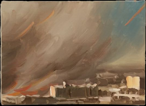 于瀛《建筑保卫建筑(之六):硝烟掠过西墙》24.2x33.3cm 布面油画 2020年(全新委托创作)
于瀛《建筑保卫建筑(之六):硝烟掠过西墙》24.2x33.3cm 布面油画 2020年(全新委托创作)