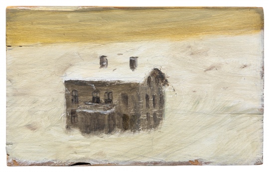 《房子》15.6×9.8cm 木头上铅笔与油画 2004
《房子》15.6×9.8cm 木头上铅笔与油画 2004