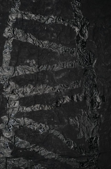 杨诘苍 《天梯》(局部) 193.5×130cm 墨、宣纸、纱布、高丽纸 1992
杨诘苍 《天梯》(局部) 193.5×130cm 墨、宣纸、纱布、高丽纸 1992