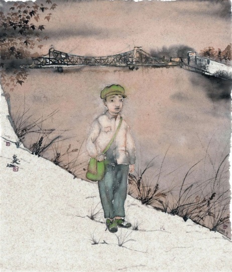 刘庆和 《青春的海河畔》 65x55cm 纸本水墨  2014
