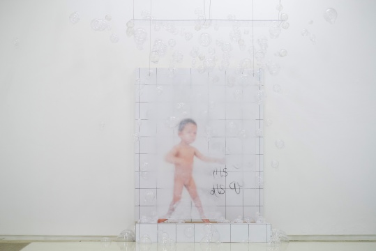 《泡泡,泡泡》 亚克力,透明树脂,数码喷绘,人体毛发 尺寸可变 2015
《泡泡,泡泡》 亚克力,透明树脂,数码喷绘,人体毛发 尺寸可变 2015