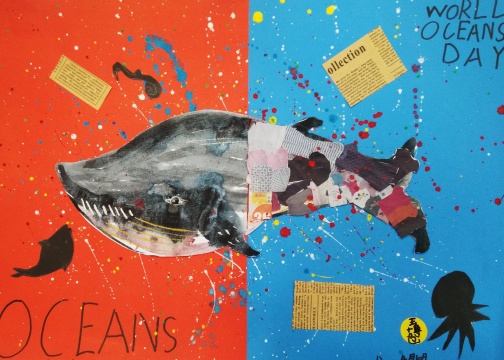 最佳评审奖：王博也 8岁《保护海洋》综合材料
