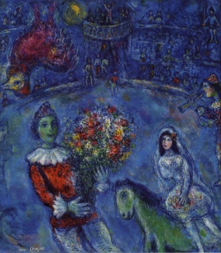 马克·夏加尔《紫罗兰公鸡》89.3x78.3cm 综合材料绘画 布、油彩、墨水 1966-1972
马克·夏加尔《紫罗兰公鸡》89.3x78.3cm 综合材料绘画 布、油彩、墨水 1966-1972