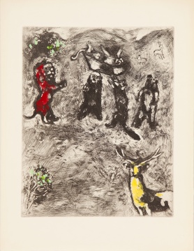 马克·夏加尔《 拉·封丹寓言 - 母狮的葬礼》29.5x23.5 cm 手工彩色蚀刻927-30-52
马克·夏加尔《 拉·封丹寓言 - 母狮的葬礼》29.5x23.5 cm 手工彩色蚀刻927-30-52
