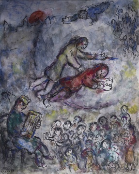 马克·夏加尔《 大卫和歌利亚》40.6x31.7cm 坦培拉 1981
马克·夏加尔《 大卫和歌利亚》40.6x31.7cm 坦培拉 1981