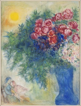 马克·夏加尔《恋人与花束》66×52cm 综合材料绘画,水彩、水粉、铅笔、纸 1935-1938
马克·夏加尔《恋人与花束》66×52cm 综合材料绘画,水彩、水粉、铅笔、纸 1935-1938