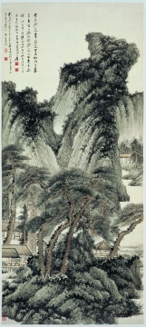 张大千 《仿王蒙山水》124×58.5cm 纸本设色 1937
张大千 《仿王蒙山水》124×58.5cm 纸本设色 1937