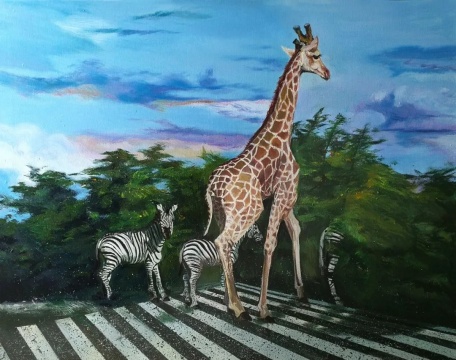 《单行道1》 100x80cm 布面丙烯 2018
《单行道1》 100x80cm 布面丙烯 2018