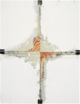 《墙与钢索(一)》 114×87.5×9.5cm 合板、钢索、铁、石膏 2019
《墙与钢索(一)》 114×87.5×9.5cm 合板、钢索、铁、石膏 2019