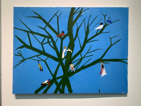 《周葵的葵—树上的毛毛》80×60cm 布面丙稀 2019
《周葵的葵—树上的毛毛》80×60cm 布面丙稀 2019