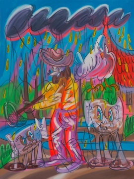 《捕获黄金雨》 200x150cm 布面油画 2020
《捕获黄金雨》 200x150cm 布面油画 2020