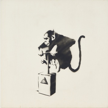 
班克斯 《猴子雷管》  90.8 x 90.8 cm 喷漆 卡纸 2002

估价：3,800,000 - 4,800,000 港元

