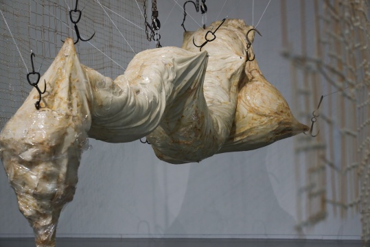 姜杰《小于一吨半》350×140×135cm 树脂、布、铁 2016 悦来美术馆展览现场 2020
姜杰《小于一吨半》350×140×135cm 树脂、布、铁 2016 悦来美术馆展览现场 2020