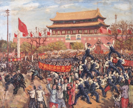 《欢庆解放》81×100cm 布面油彩 1949
《欢庆解放》81×100cm 布面油彩 1949