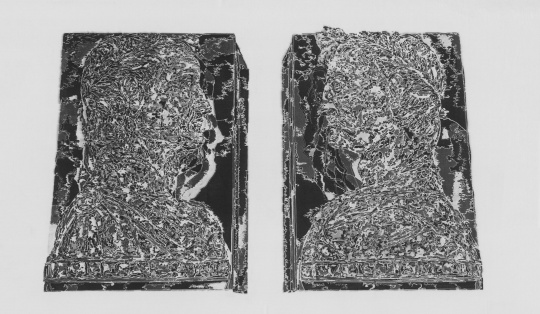 苏格拉底与柏拉图 No. 1 水印版画 绝版 激光雕刻  105x180cm 2020年 
