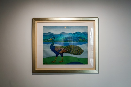 祝大年 《孔雀》87.5×102cm 工笔重彩 1993
祝大年 《孔雀》87.5×102cm 工笔重彩 1993