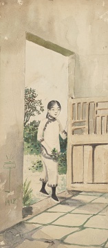 张光宇 《仕女图》33×14cm 纸本水彩 1918
