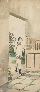 张光宇 《仕女图》33×14cm 纸本水彩 1918
张光宇 《仕女图》33×14cm 纸本水彩 1918
