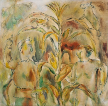尚扬 《不断掰开的玉米》1986 布面油画 90 × 88cm 签名：S.Y. 1986 华艺国际（北京）2020秋季拍卖会拍品

