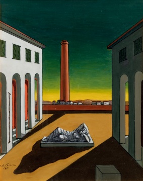 乔治·德·基里科 《意大利广场—夏日午后》1971 布面油画 50.3 × 40.4cm 签名：G.de Chirico 1971 华艺国际（北京）2020秋季拍卖会拍品

