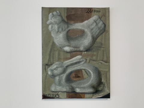 伊西·伍德 《纸巾座的写生》40×30cm 亚麻布面油画 2020
