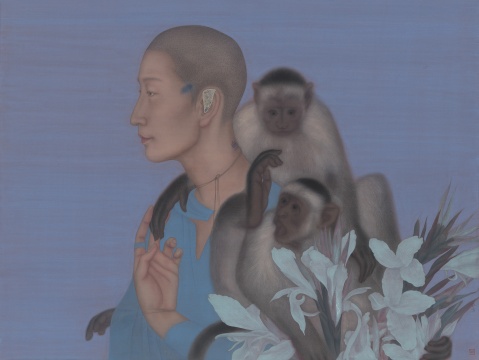 祝铮鸣 《无量意》 61×82cm 绢本设色 2020
祝铮鸣 《无量意》 61×82cm 绢本设色 2020